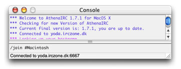 Skriv "/join #Macintosh" for at gå ind i chatrummet