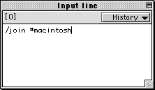 Skriv "/join #Macintosh" for at komme ind i chatrummet